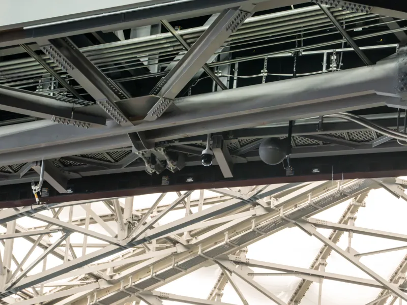 Camera under halo of the stadium