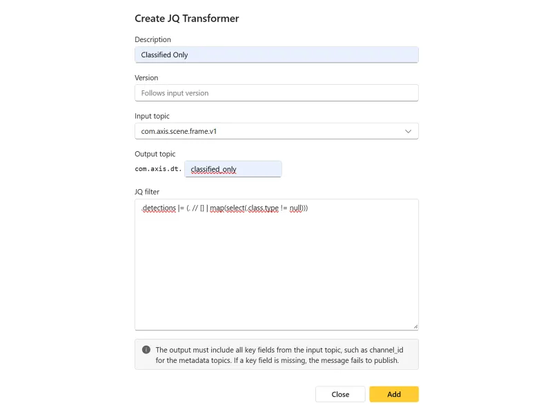 image of JQ transformer settings
