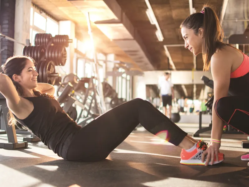 Women training at the gym
