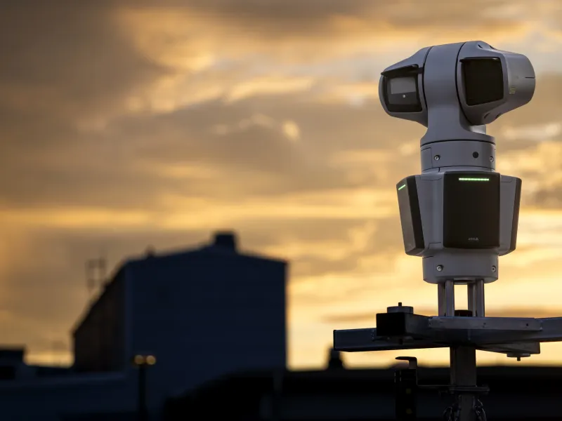 AXIS D2124 and Q62 in front of sunset 