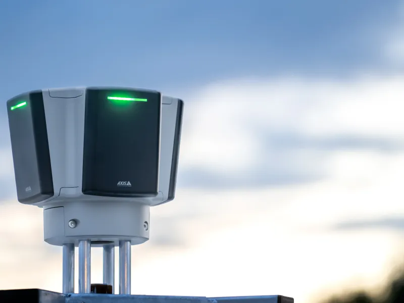 Radar device in front of sunset 