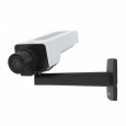Die AXIS P1377 IP Camera verfügt über Lightfinder und Forensic WDR. Ansicht des Produkts von links.