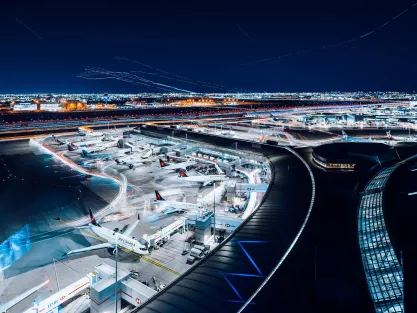 Toronto Pearson airport at night