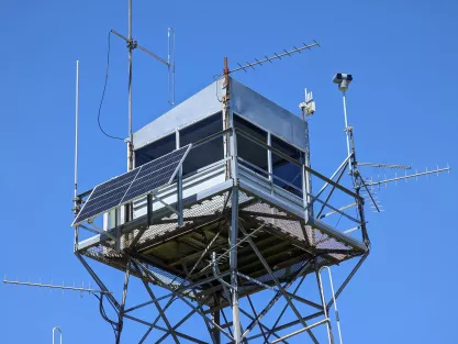 A fire tower with an Axis camera