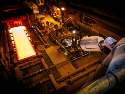 Network camera overseeing the process of steel manufacturing process.
