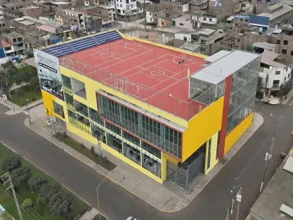 Aerial exterior of Villa Maria building