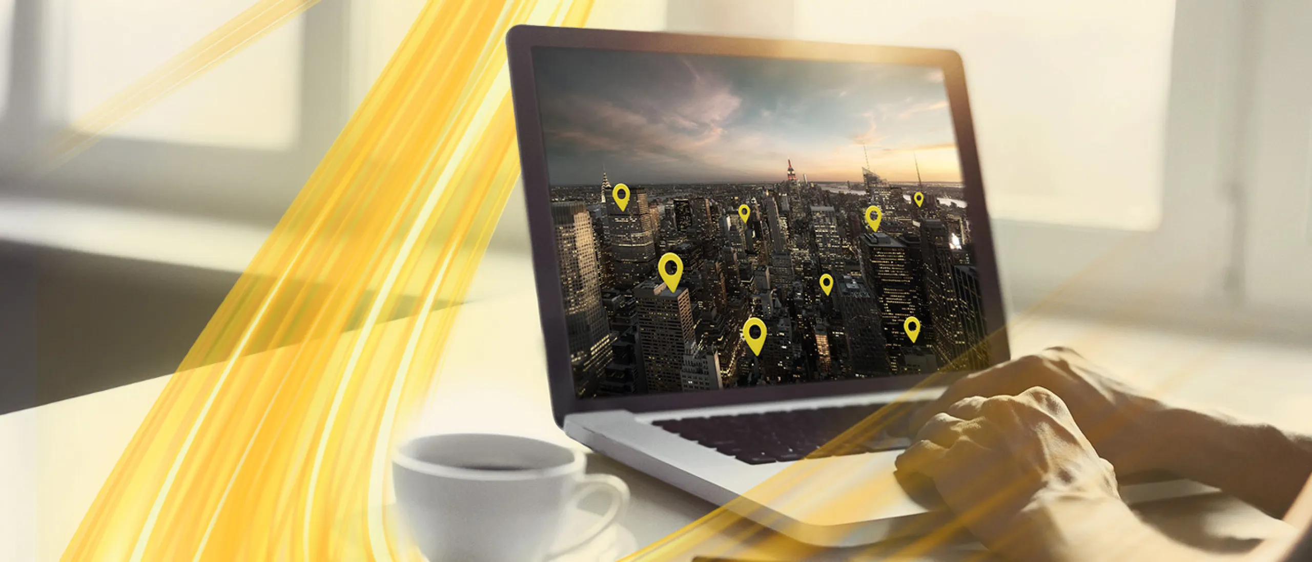 locations pins displayed on a computer screen