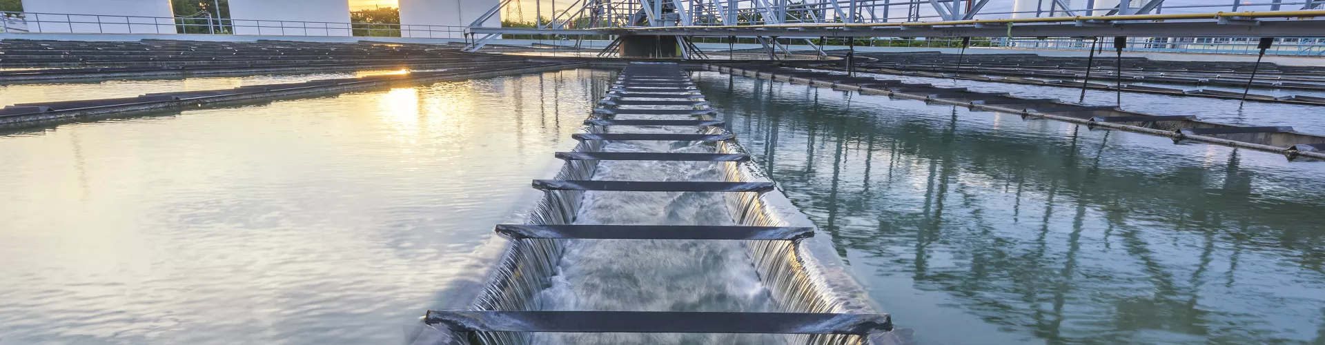 Water treatment plant in the sunset