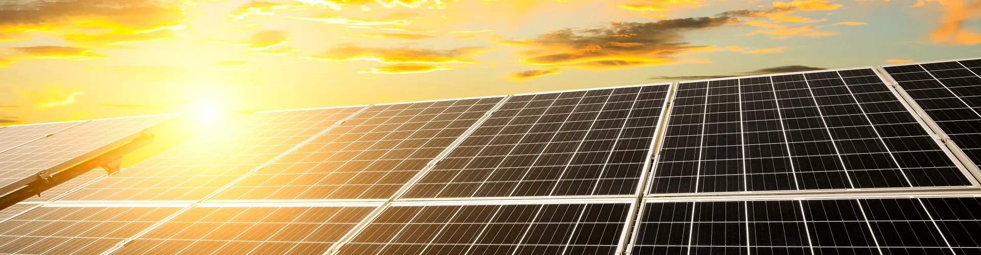 solar panels sunlight sunset