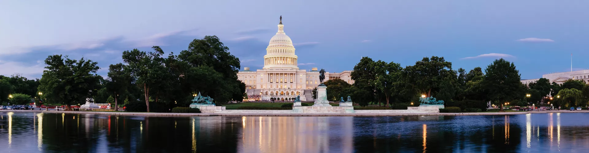 Washington DC Capitol building reflected in water