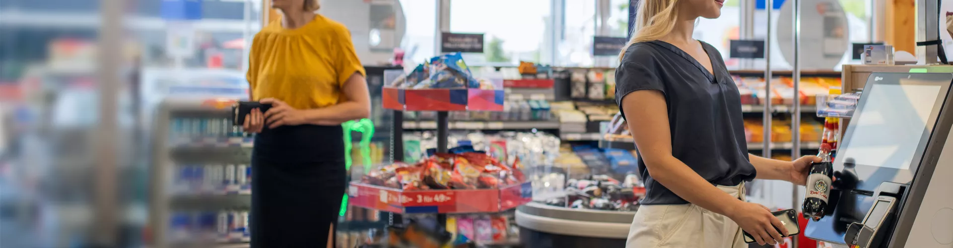 Top banner self checkout convenience store