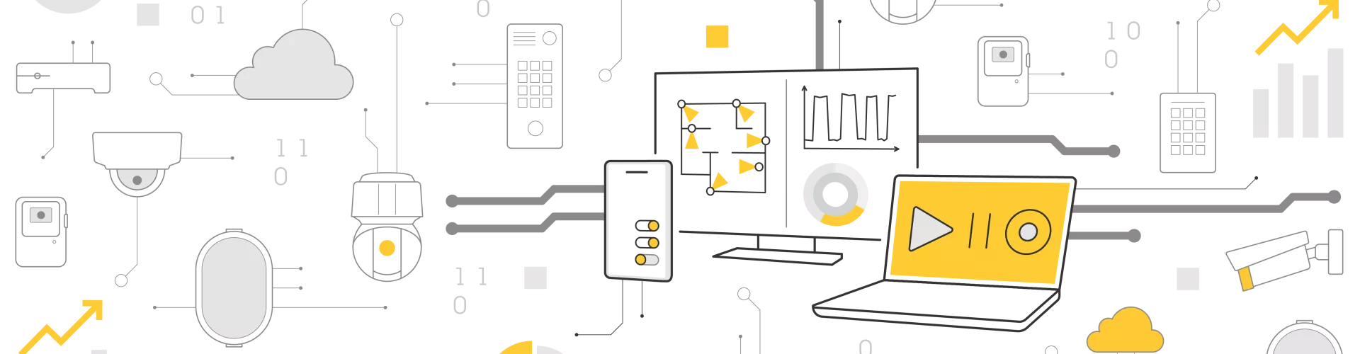 illustration showing Axis VMS with axis devices integrated to a system