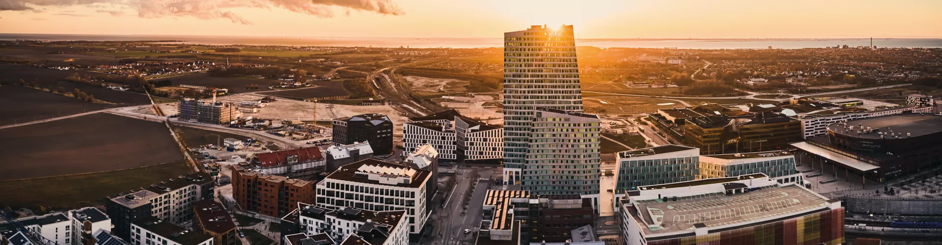 Sunset overview of the city.