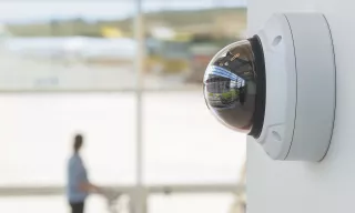 Axis IP camera mounted on the wall