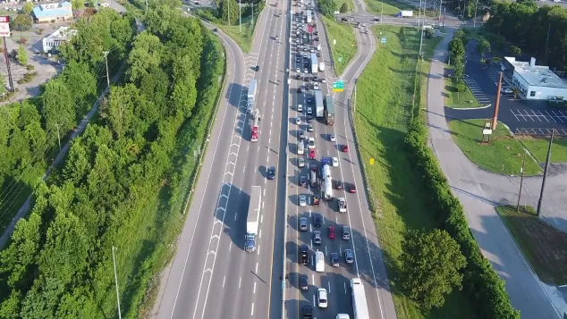 Aerial shot of 4 mile stretch of I-24