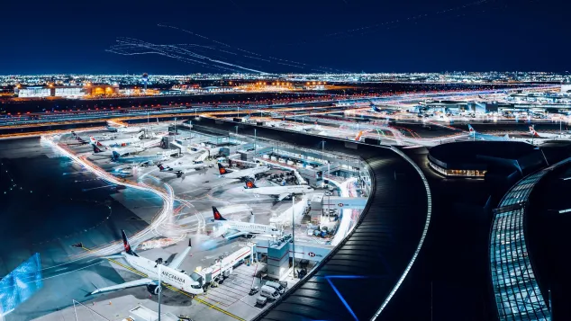 Toronto Pearson airport at night