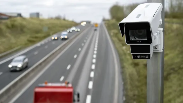 Camera pointing at road traffic.