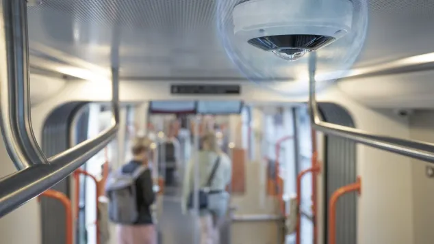 Dome camera installed in a bus.