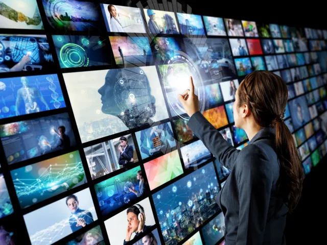 Woman managing videos.