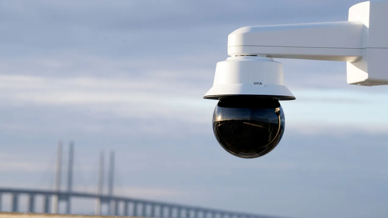 Axis camera surveilling over the Oresund Bridge in Sweden.