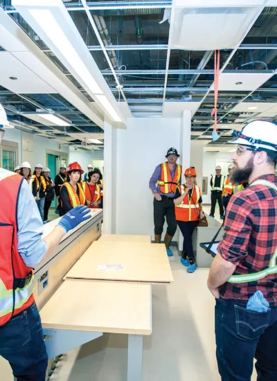 Construction workers in meeting