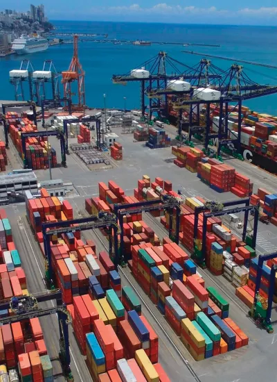 Aerial of Tecon Salvador harbour