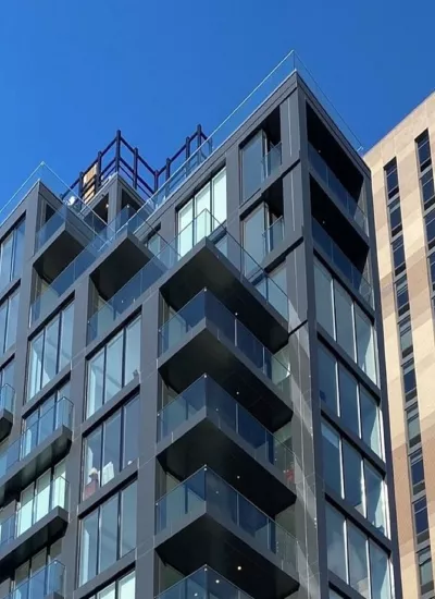 Exterior top of Helm Equities Building