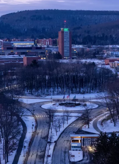 Aerial view of Binghamton University