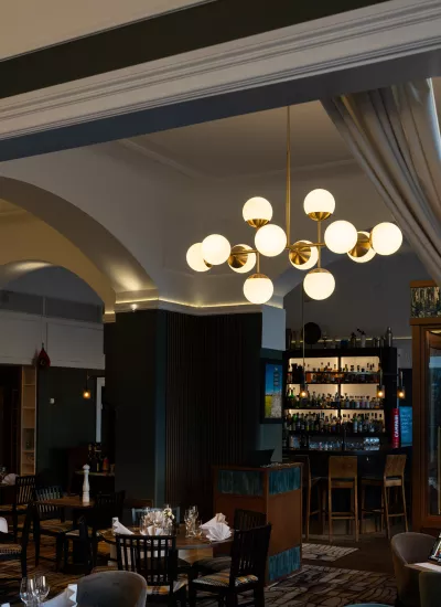 Chairs and tables in Mat & Destillat restaurant