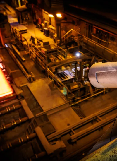 Network camera overseeing the process of steel manufacturing process.