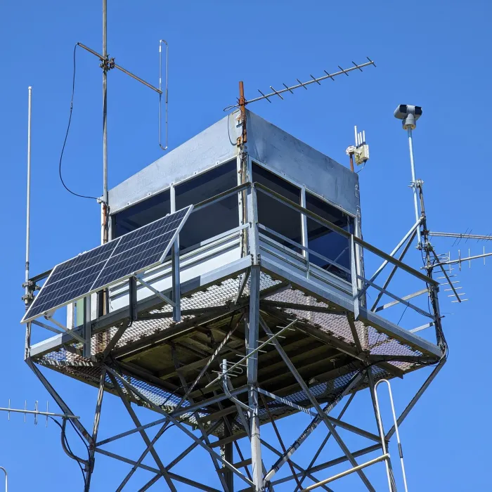 A fire tower with an Axis camera