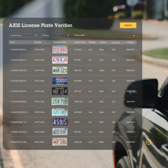 AXIS License Plate Verifier granting access to car entering parking lot