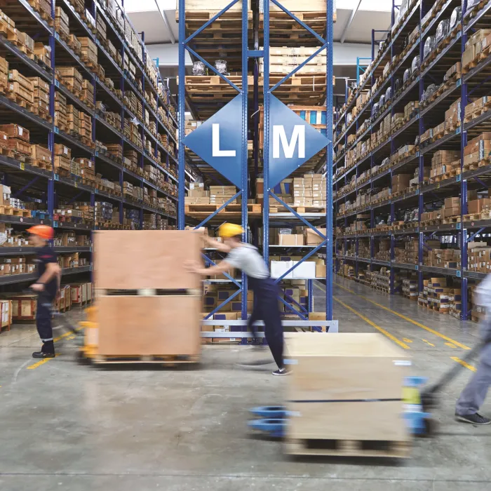 Warehouse with workers.