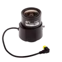 Black lench angled upwards whit its cord coming out from its right side