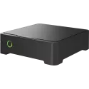 Registratore nero AXIS S3008 MK II con pulsante rotondo e luce verde.