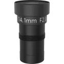 Black Lens M14 14.1 mm F2.0 IR, visto desde su ángulo frontal