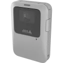 Gray AXIS W111 Body Worn Camera viewed from its left angle