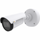 AXIS P1427-LE is a compact bullet camera for outdoor use with built-in IR. The camera is viewed from its left.