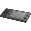 Black AXIS C6110 Network Paging Console viewed from its left