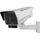 Axis box camera looking left on white background