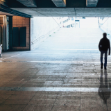 Man walking in a garage