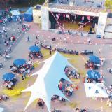 Concert in a park, picture taken from above