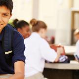 High school student with a phone