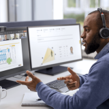 Man taking virtual instructor-led class