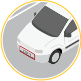 Illustration showing the license plate of a white car being detected/recognized.