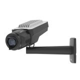 La AXIS Q1645 IP Camera tiene Forensic WDR, Lightfinder y Zipstream. El producto se muestra desde el ángulo izquierdo.