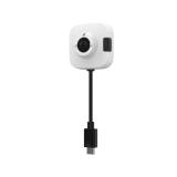 AXIS TW1201 Body Worn Mini Cube Sensor in white color, viewed from its left angle