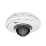 AXIS M5075 white and black camera with the AXIS logo is angled on its left