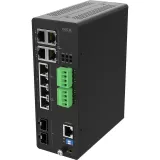 AXIS D8208-R Industrial PoE++ Switch, vue de son angle gauche