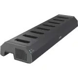 AXIS W703 Docking Station 8-bay, in black color, viewed from its left angle